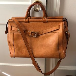 Vintage Untanned Leather Lederer Weekender Bag